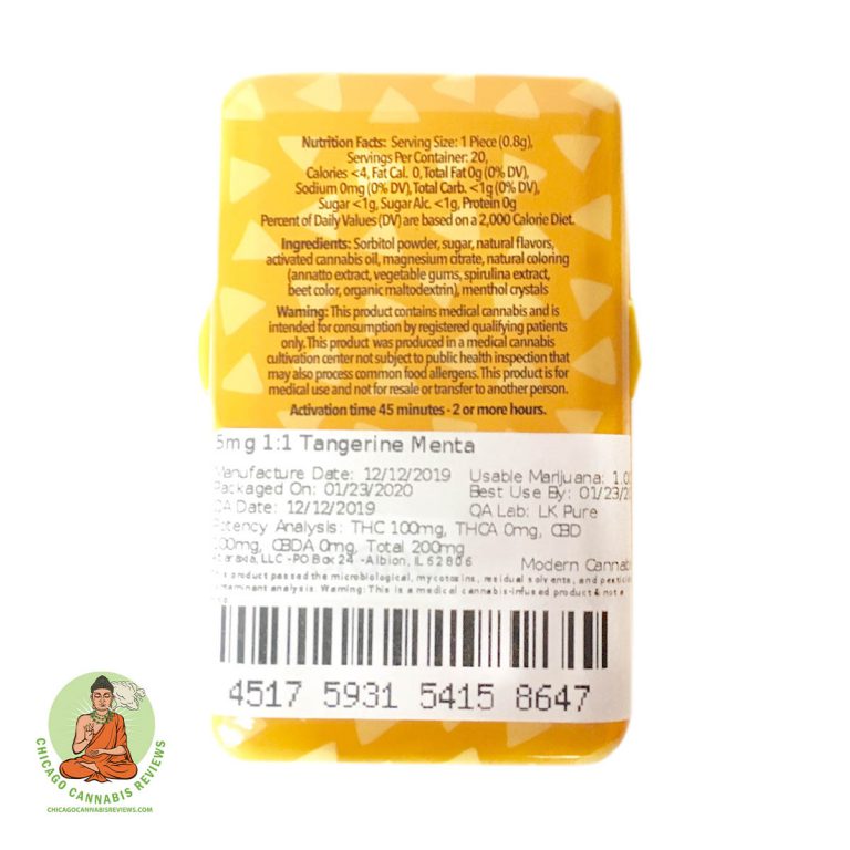 Ataraxia 5mg 1:1 Tangerine Menta Mints Review MOCA Modern Cannabis Dispensary February 2020